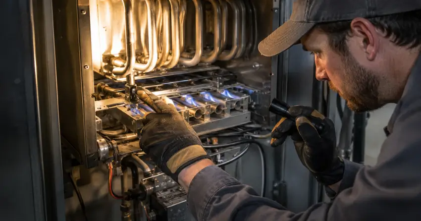 heat exchanger inspection during furnace maintenance Edmonton