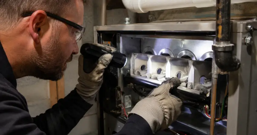 heat exchanger inspection gas furnace service near me technician