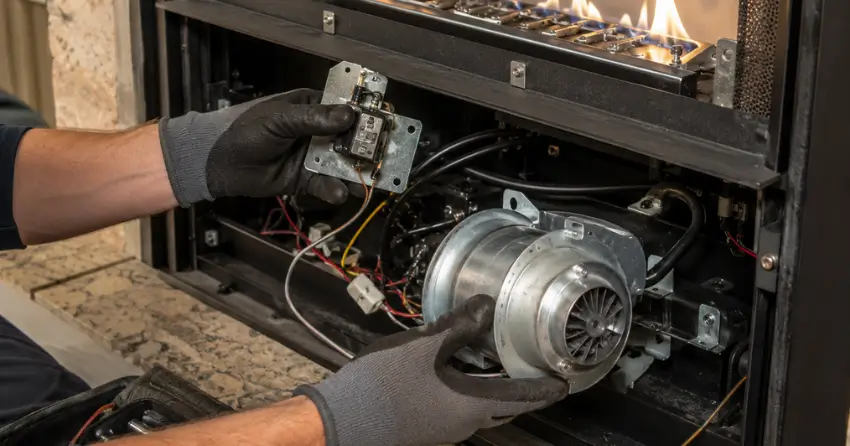 gas fireplace blower motor and ignition component replacement in Edmonton