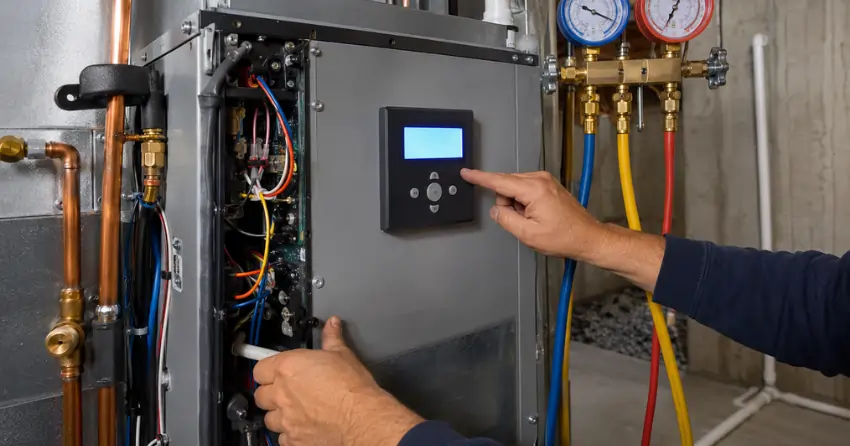 new HVAC system being commissioned and tested during installation