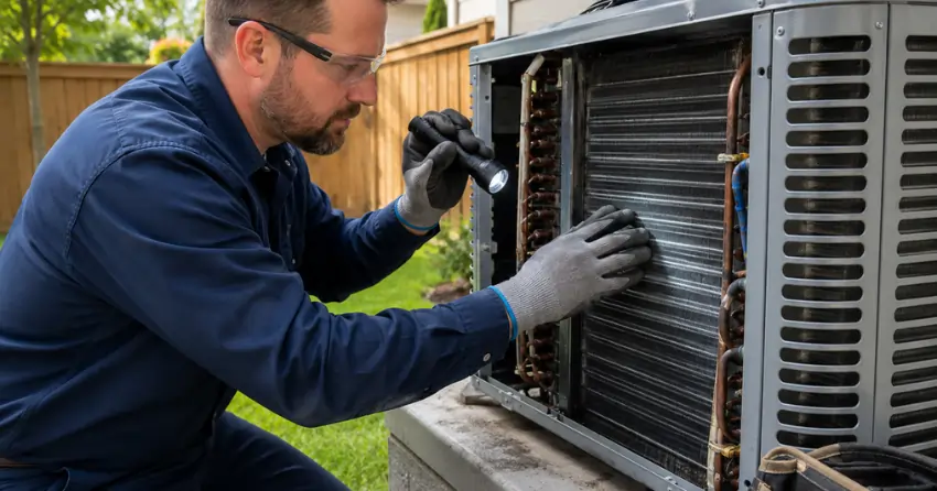 Ontario Gas Services technician completing seasonal HVAC maintenance check