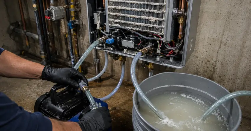 tankless hot water heater maintenance heat exchanger flush and descaling