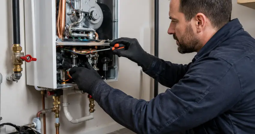 Ontario Gas Services licensed technician completing tankless water heater repair Edmonton