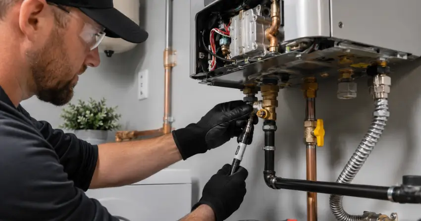 gas line assessment for tankless water heater installation in Edmonton