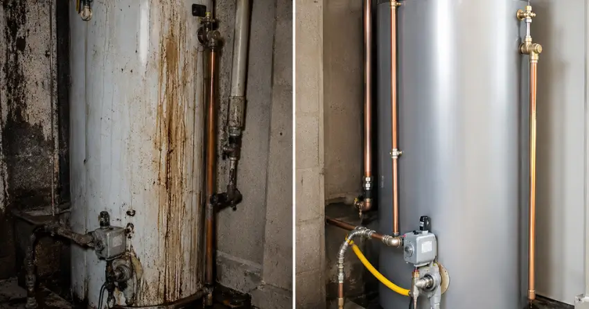 before and after water heater repair Edmonton
