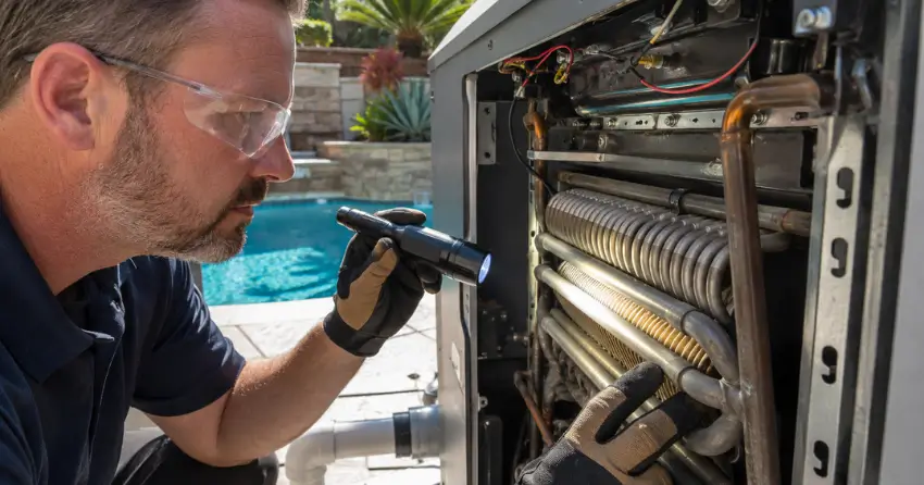 gas pool heater heat exchanger inspection service Edmonton