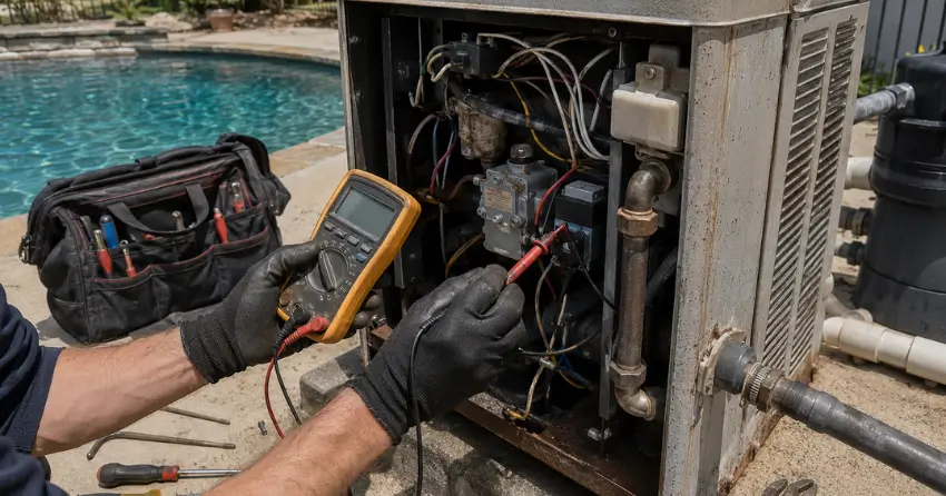 pool gas heater repair diagnosis and component testing