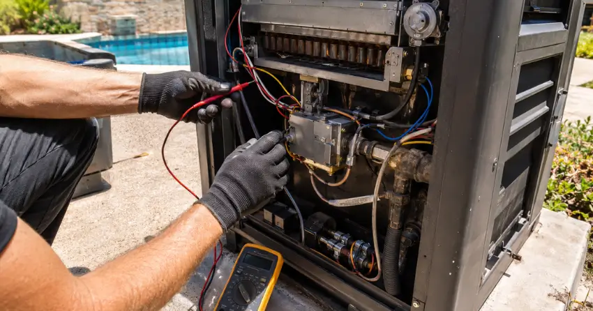 pool gas heater repair near me diagnostic process and component testing Edmonton