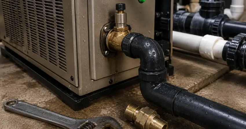 pool heater leak repair completed operational test Edmonton