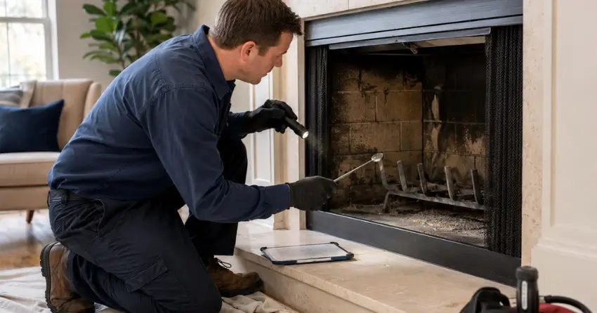 carbon monoxide detector installed near gas fireplace