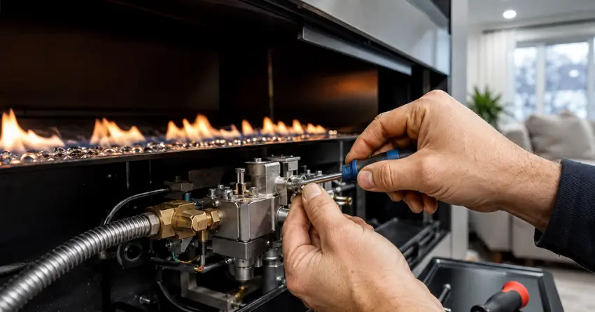 fireplace service cost repair work on gas valve component