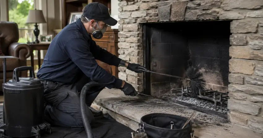 smoke odour inspection fireplace sweeper Edmonton visit