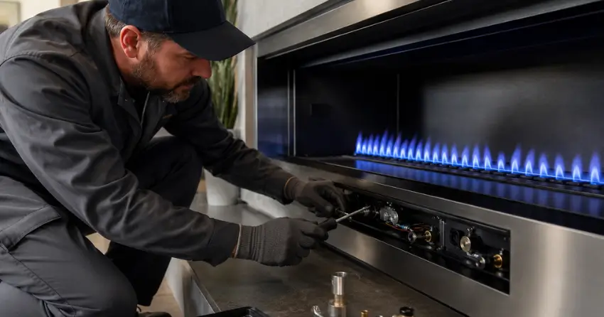 gas fireplace technician repair work in Edmonton
