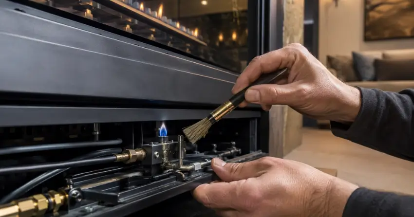 servicing gas fireplace pilot assembly cleaning Edmonton