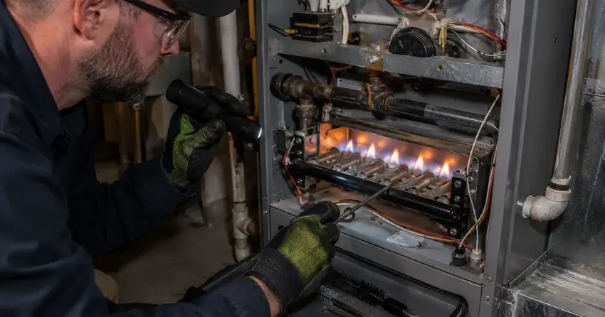 furnace burner cleaning combustion efficiency service Edmonton