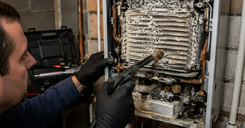 heat exchanger scaling tankless hot water repair service